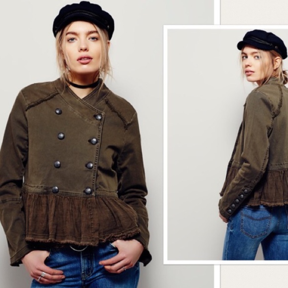 Free People Ruffle Hem Jacket Sz M